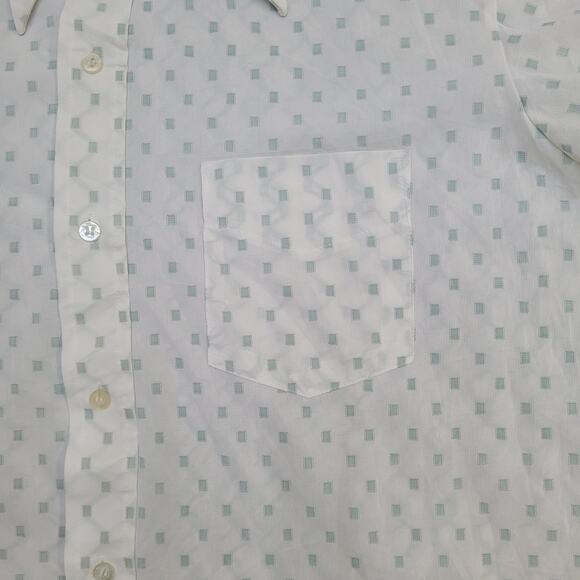 Vintage Polka AOP Button Shirt XL 24x30 White Green - Picture 3 of 10